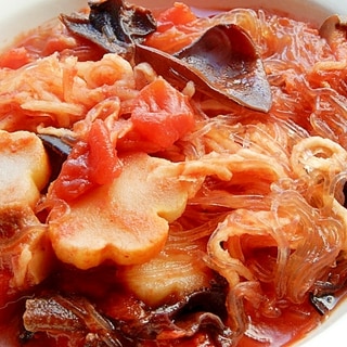 トマト缶で❤乾物スープ♪（昆布茶ほか）
